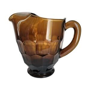 Vintage Viking Glass Pitcher Chestnut Georgian Honeycomb Ice Lip Mid Century
